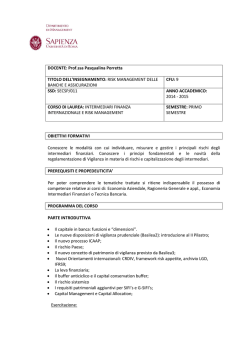 Risk management delle banche ed assicurazioni + laboratorio 9 cfu