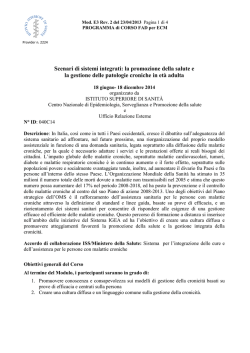 Programma - Istituto Superiore di Sanit&agrave;
