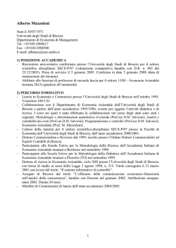 Curriculum Prof. Mazzoleni Alberto - Università degli Studi di Brescia