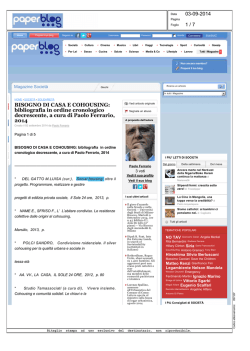 BISOGNO DI CASA E COHOUSING - Fondazione Housing Sociale