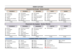 ROSNY CUP 2014 Classement des équipes - Secteur