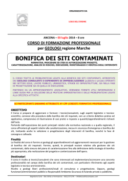 BONIFICA DEI SITI CONTAMINATI - Ordine dei Geologi delle Marche