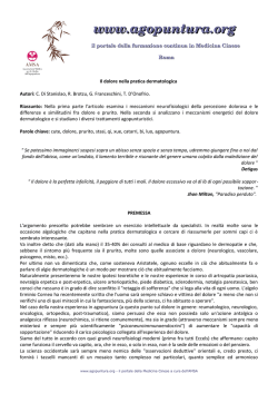 Il dolore nella pratica dermatologica