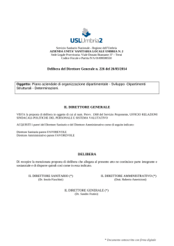 Delibera del Direttore Generale n. 226 del 26/03/2014 Oggetto