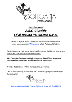 A.R.C. Giustizia Ed al circuito INTERCRAL D.P.A.