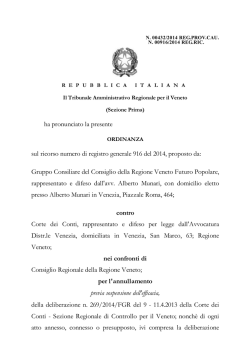 ha pronunciato la presente sul ricorso numero di registro generale