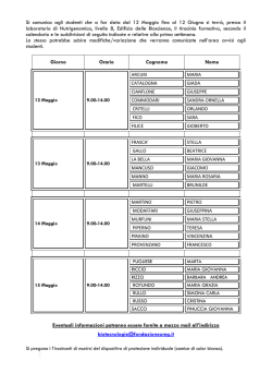 Si comunica agli studenti che a far data dal 12 Maggio fino al 12