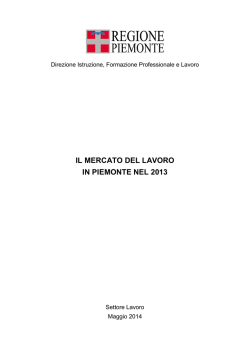 Il mercato del lavoro in Piemonte nel 2013