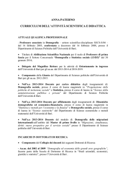 Curriculum - Universit&agrave; degli Studi di Bari