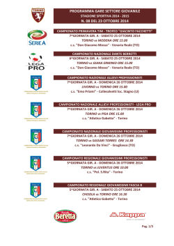 il programma completo delle giovanili granata!