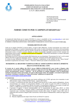 norme comuni per i campionati regionali