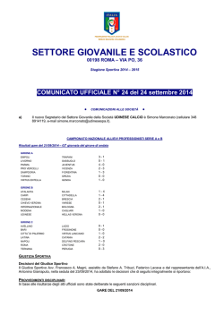 SETTORE GIOVANILE E SCOLASTICO