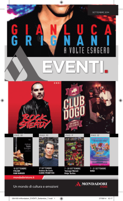 Gli eventi del mese Scarica il PDF con date, luoghi e orari degli
