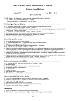 Programma di Scienze - Liceo Scientifico Statale "Filippo Lussana"