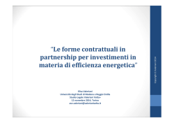 “Le forme contrattuali in partnership per investimenti in materia di