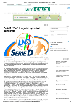 Serie D 2014-15: organico e gironi del campionato