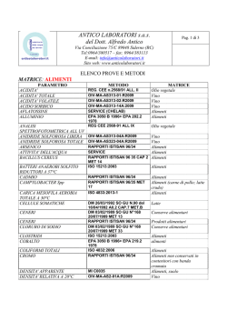ELENCO PROVE E METODI alimenti