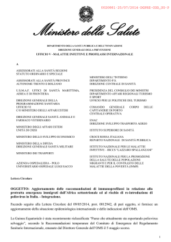Aggiornamento delle raccomandazioni di immunoprofilassi in