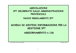 SCHEDA DI SINTESI INFORMAZIONI PER LA GESTIONE IPT