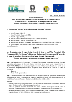 BANDO ESPERTI - TUTOR 1 CORSO