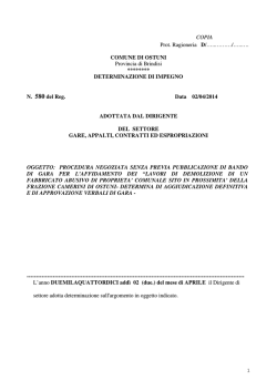 1 COPIA Prot. Ragioneria D/&hellip;..&hellip;&hellip;&hellip;/&hellip;..&hellip;. COMUNE DI OSTUNI