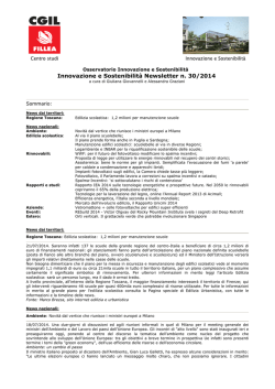 Innovazione e Sostenibilit&agrave; Newsletter n. 30/2014