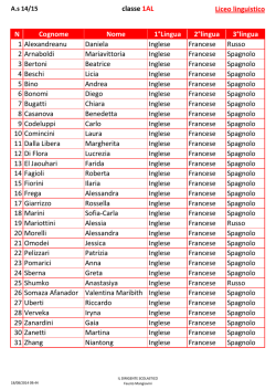 classe 1AL Liceo linguistico N Cognome Nome 1&deg;Lingua 2&deg;lingua 3