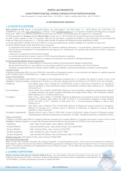 PARTE I del PROSPETTO CARATTERISTICHE