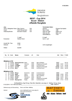 BEST - Cup 2014 Scuol - Slalom offizielle Rangliste