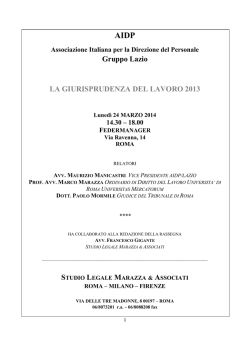 Gruppo Lazio LA GIURISPRUDENZA DEL LAVORO 2013