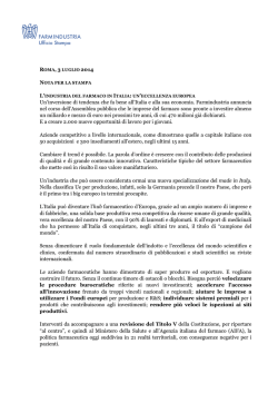 La sintesi degli indicatori di Farmindustria - Il sole 24 Ore