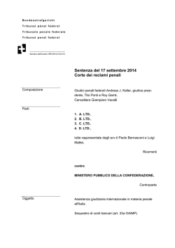Sentenza del 17 settembre 2014 Corte dei reclami penali