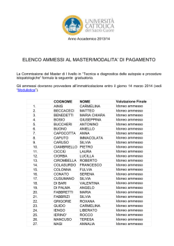 elenco ammessi - Universit&agrave; Cattolica del Sacro Cuore
