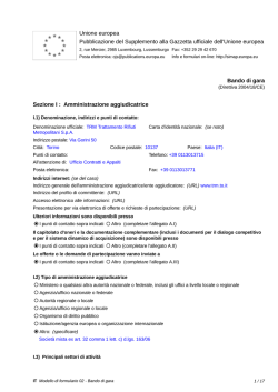 Bando di gara - Fornitura di urea in soluzione liquida per