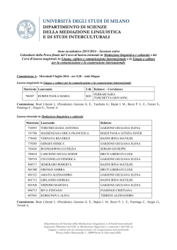 Sessione estiva - Scienze della Mediazione linguistica e culturale