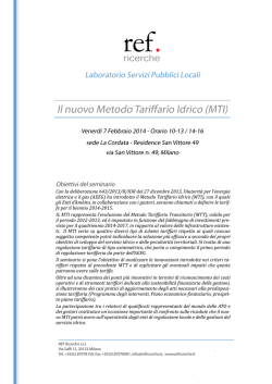 Il nuovo Metodo Tariffario Idrico (MTI)