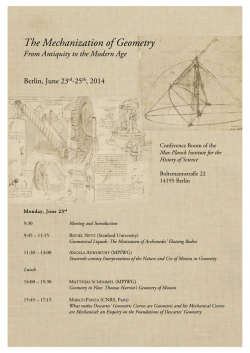 Schedule - Max Planck Institute for the History of Science