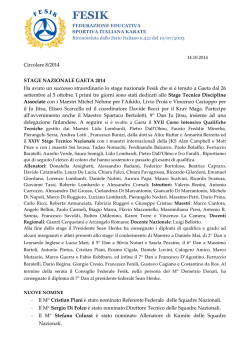Circolare 8/2014 STAGE NAZIONALE GAETA 2014 Ha avuto