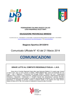 Comunicato Ufficiale n&deg; 43 del 21.03.2014