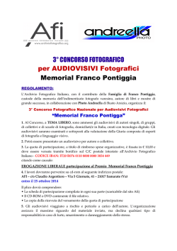 3&deg; CONCORSO FOTOGRAFICO per AUDIOVISIVI Fotografici
