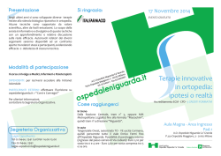 Terapie innovative in ortopedia: ipotesi o realt&agrave;