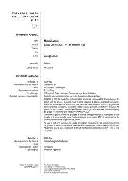 Cv Europeo Italiano - Ingegneria - Universit&agrave; degli Studi di Ferrara