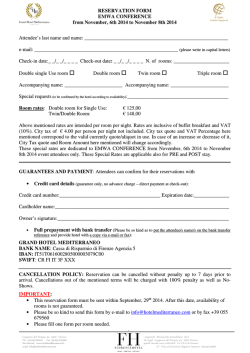 Delegate Accommodation Booking Form