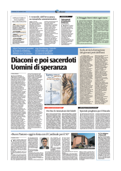 Diaconi e poi sacerdoti Uomini di speranza