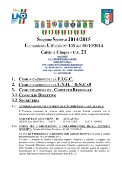 COMUNICATO UFFICIALE N.01
