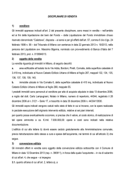Disciplinare di vendita - Fondo Calatrava