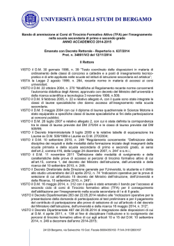 TFA - Universit&agrave; degli studi di Bergamo