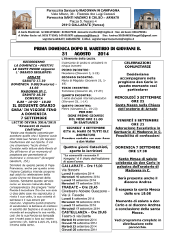 Avvisi e Calendario - Parrocchia di Madonna in Campagna