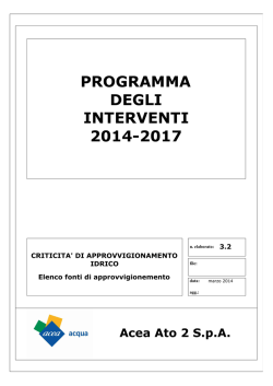 Acea Ato 2 SpA PROGRAMMA DEGLI INTERVENTI 2014-2017