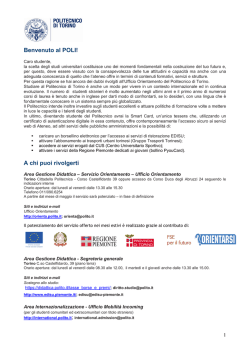 Benvenuto al POLI! A chi puoi rivolgerti - Orientamento